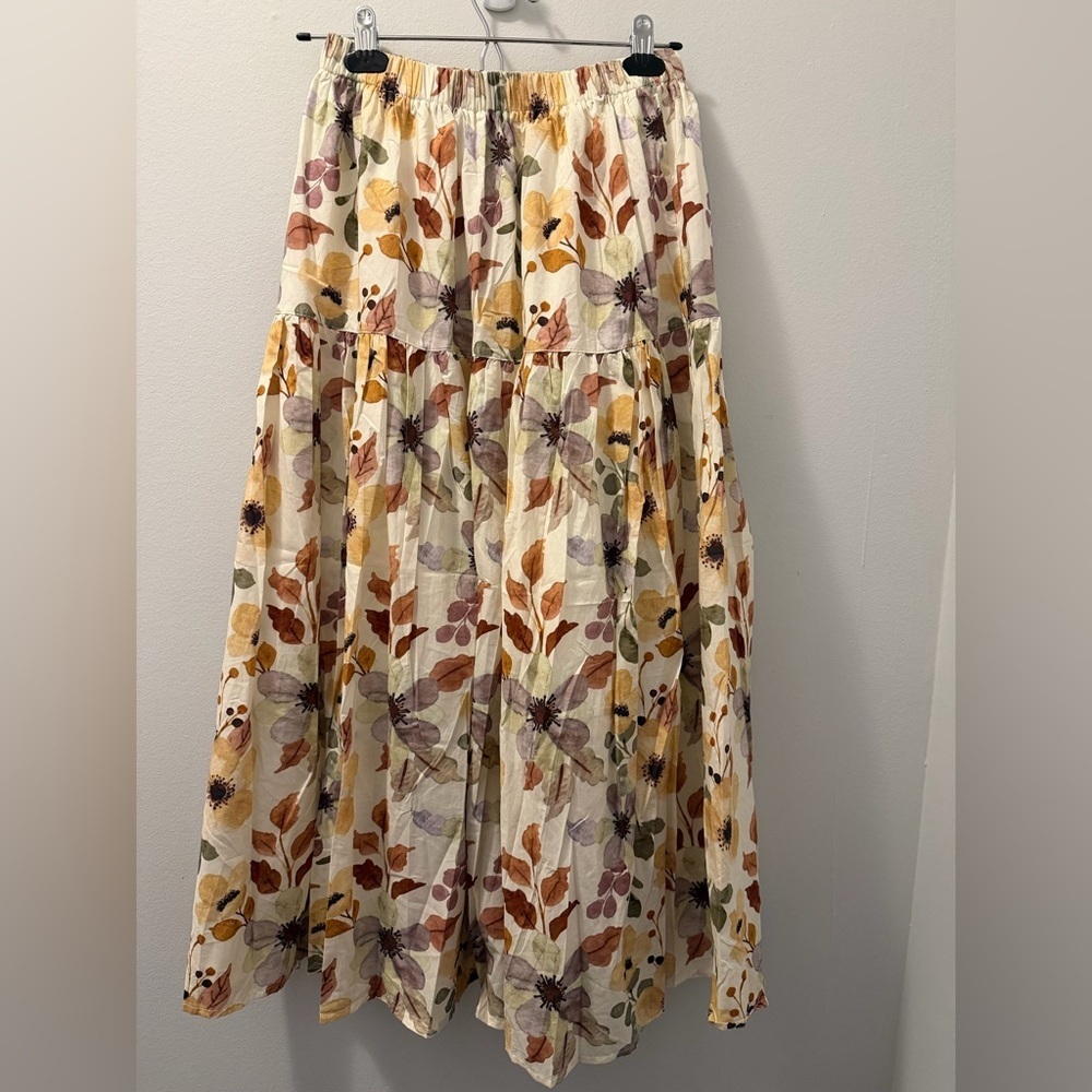 Floral Skirt with Autumn Leaves
